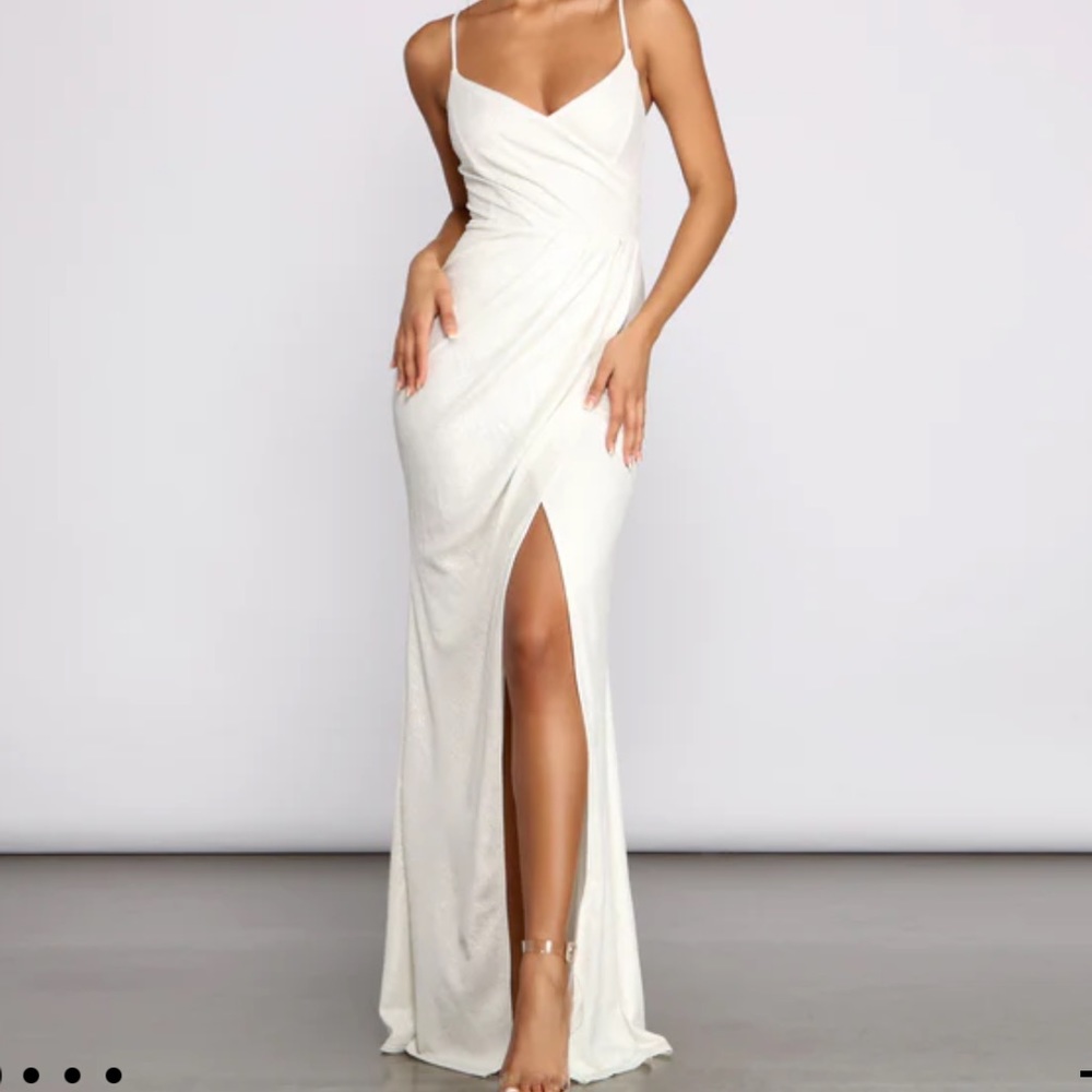 Parker Formal Metallic Wrap Dress